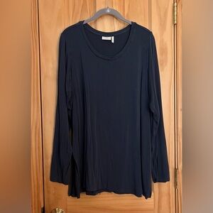 LOGO by Lori Goldstein Blue Long Sleeve Knit Top